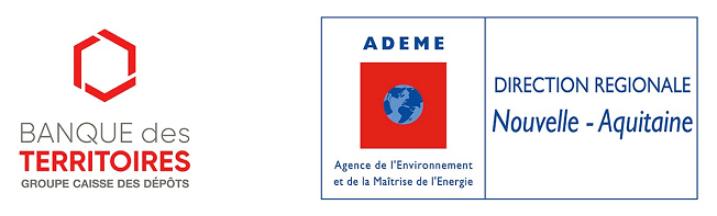 Logos : Secrétariat général pour l'investissement - Banque des territoires - Direction régionale Nouvelle-Aquitaine de l'ADEME