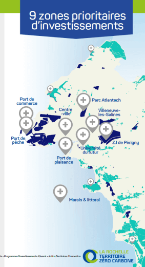 Carte des 9 zones d'investissements