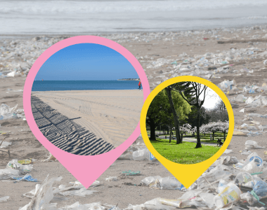Ramassage de déchets sur la plage et dans le parc Charruyer